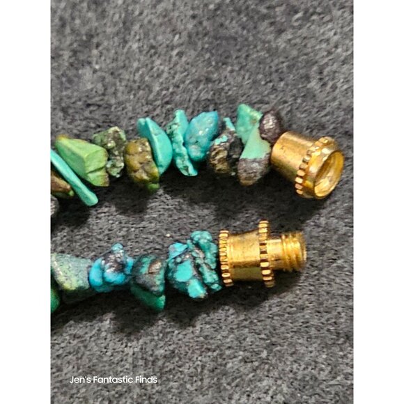 Natural Turquoise Chip Necklace With Gold-Tone Screw Clasp 18" - Picture 1 of 10